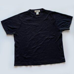 Kevo Silk Cashmere Short Sleeve Black Knit T-Shirt Size XL Crew Neck